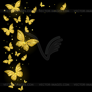 Shiny Decorative Golden Butterflies - color vector clipart