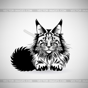 Portrait of Cat with Predatory Gaze - vector image