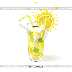 Refreshing Lemonade in Glass - vector clipart