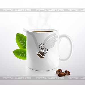 White Cup with Hot Coffee - vector clip art
