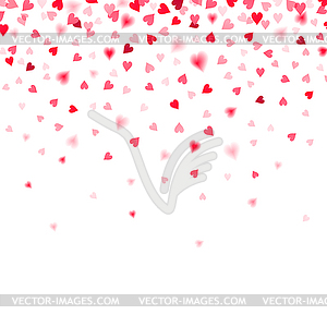 Конфетти из красных падающих сердечек - векторный графический клипарт