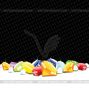 Gemstones and diamonds gambling background - vector clipart