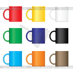 Colorful mugs set - vector clip art