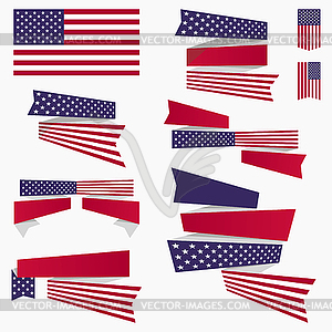 Red white blue american flag, ribbons and banners - vector image