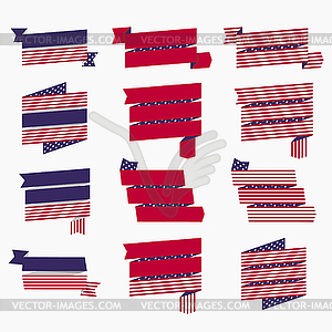 Red white blue american flag, ribbons and banners - vector image