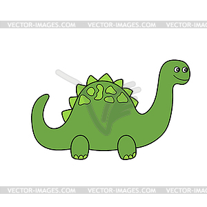 Значок простой мультяшный. простой зеленый динозавр - векторный клипарт