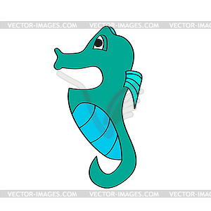 Simple cartoon icon. Cute cartoon seahorse.  - vector image