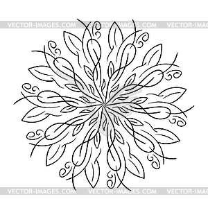 Floral mandala with leaves and hearts - vector image