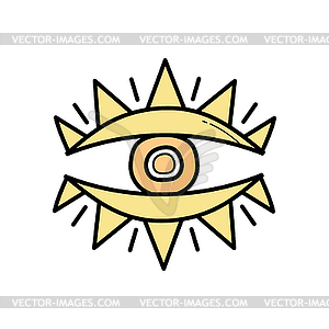 Глаз мистический символ бохо. Абстрактный знак глаза дзен для - векторная иллюстрация