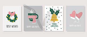 Merry Christmas cards collection set with cute s - royalty-free vector image