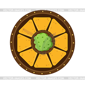 Bowl with guacamole and nachos. Traditional - vector image