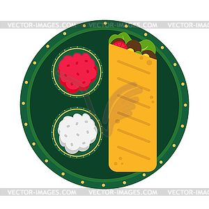 Значок буррито . Тарелка с соусами. Значок шашлыка - изображение в векторе / векторный клипарт