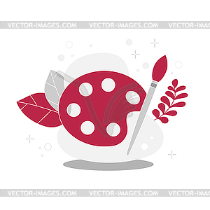 Paint and brush in modern color of year 2023 Viva - vector clipart