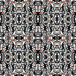 Seamless ethnic black, white and red pattern, - royalty-free vector image