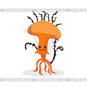 Cute mushroom. Cartoon fungus cordyceps. Mushroom - vector image