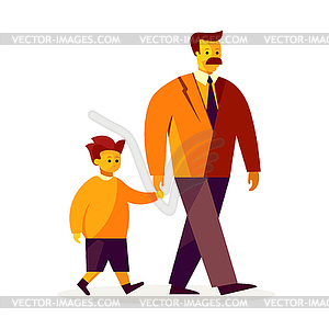 Father and son. Stylish in modern flat style. - vector clipart