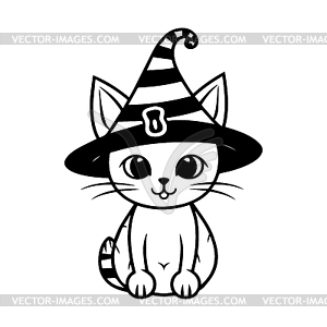 Halloween cat for coloring book. Coloring page - vector clipart