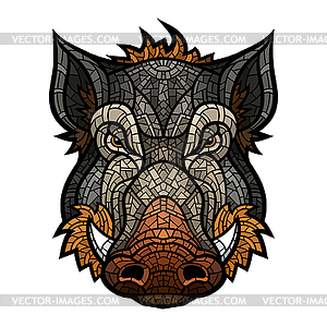 Head of boar mascot color in mosaic style - vector clipart