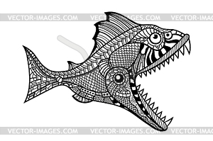 Deep water predator fish attacking - vector clipart