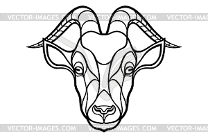 Goat head coloring silhouette - vector clipart