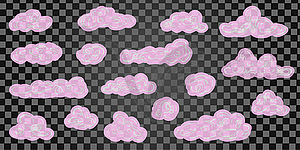 Set of cartoon clouds on black background - vector clip art