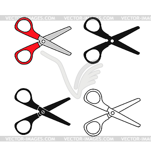 Set red scissors . in flat style - vector image