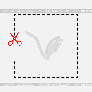 Stationery red scissors cut. icon, background, or - vector clipart