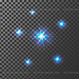 Синий светящийся свет взрывается с прозрачным - рисунок в векторе