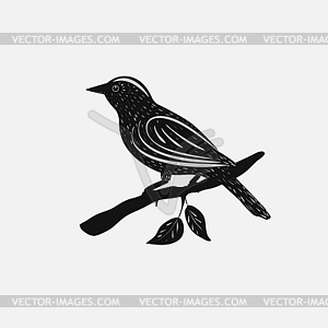 Silhouette of bird on branch - vector EPS clipart
