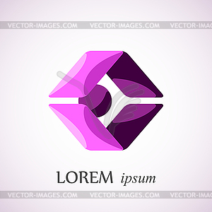 Logo sphere inside box-shaped icon - vector image