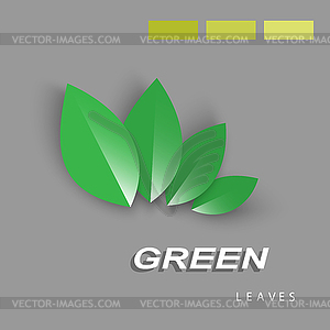 Row of green tree leaves  - vector clip art