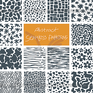 Abstract Doodle Seamless Patterns Set - vector image