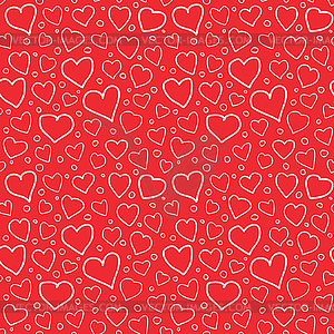 Abstract Hearts Seamless Pattern Doodle Texture - vector clip art