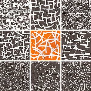 Абстрактные каракули Бесшовные модели набор - векторное изображение EPS