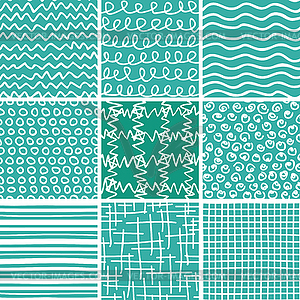 Abstract Doodle Seamless Patterns Set - vector image