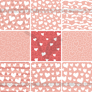 Abstract Hearts Seamless Patterns Set - vector clipart / vector image