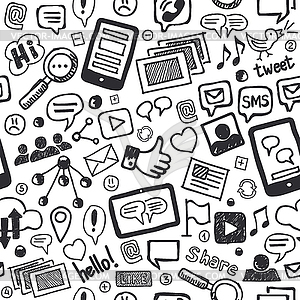 Social Media Doodles Seamless Pattern - vector image