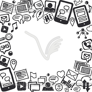 Social Media Doodles Background with Space for Text - vector image