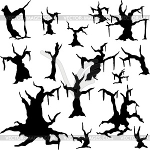 Silhouettes of dried-up trees - vector clip art