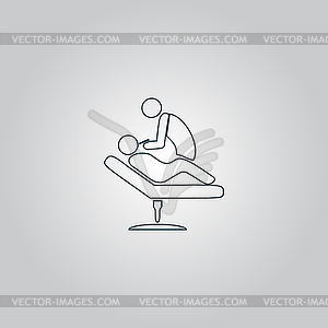 Dental clinic. Dentist treats teeth man in chair - vector image