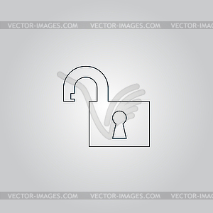 Flat open padlock icon - vector clipart