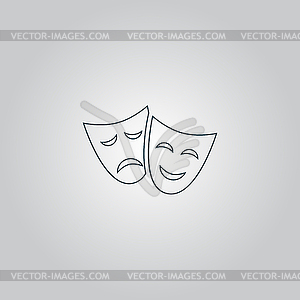 Theater icon with happy and sad masks - vector image