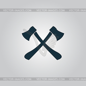 Two axes with wooden handles - vector clip art