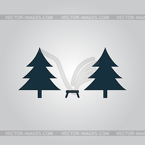 Camping among trees - vector clipart