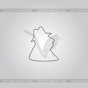 Man profile in hat icon - vector image