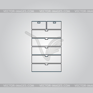 Drawer icon, sign and button - vector clip art