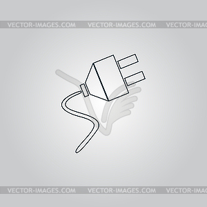 Электрическая вилка веб-квартира значок - векторный эскиз