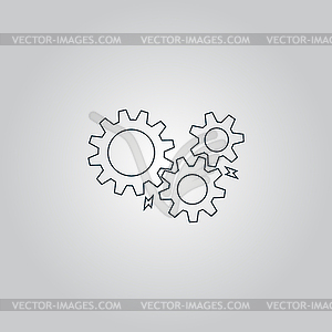 Gear with sparks - vector image