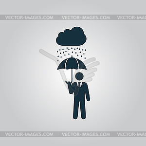 Businessman with umbrella protect of rain - vector clipart