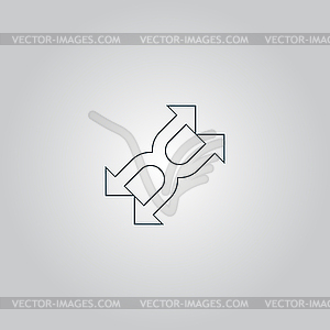 Fourfold Arrow - icon - vector clipart